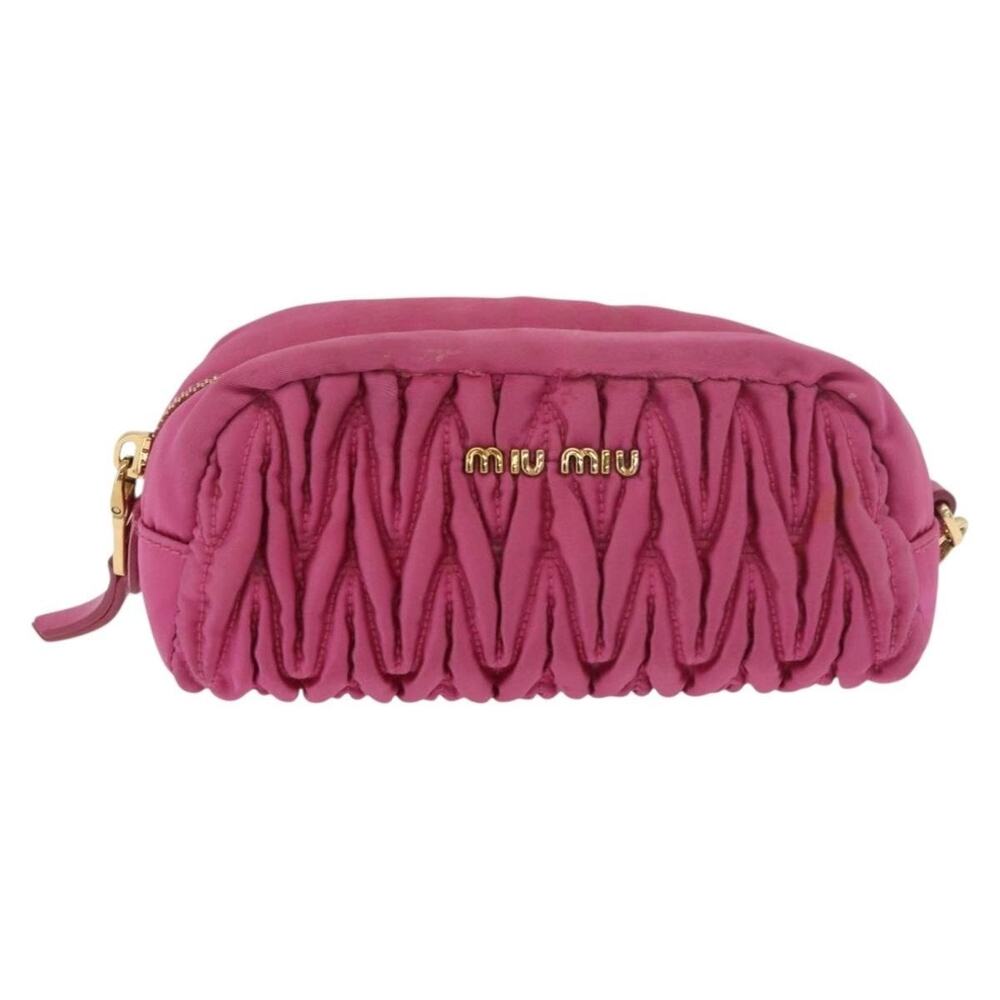 Miu Miu Matelasse Nylon Pouch Pink